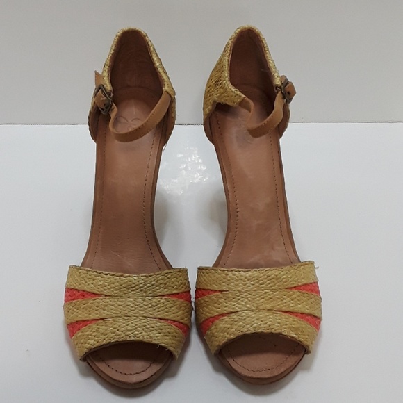 Joie 38.5 woven peep toe ankle strap heels - Picture 6 of 7